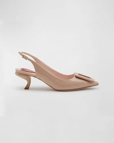 Roger Vivier Virgule Pointed Patent Leather Kitten-heel Pumps In Pink