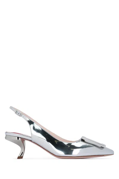 Roger Vivier Virgule Sling Back Dec 55 In Silver