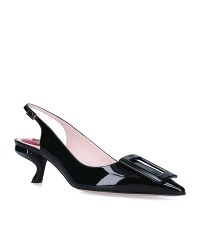 Roger Vivier Virgule 55 Slingback Pumps In Patent Leather In Black