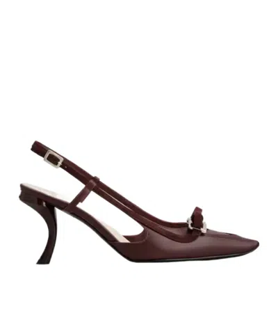 Roger Vivier Virgule Slingback Pumps In Leather In Burgundy