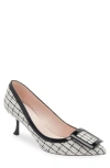 Roger Vivier Viv In The City Patent Leather-trimmed Tweed Pumps In Bianco/nero