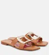 Roger Vivier 5mm New Metal Buckle Leather Slides In Brown