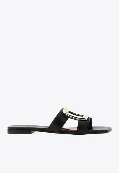 ROGER VIVIER VIV' BY THE SEA LEATHER SLIDES