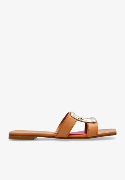 Roger Vivier Viv' By The Sea Leather Slides In Black