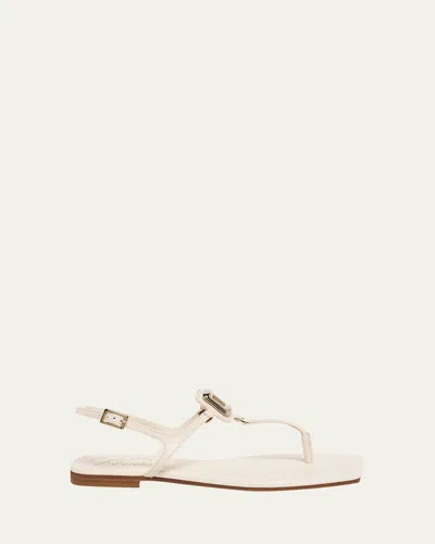 Roger Vivier Viv By The Sea Leather Thong Sandals In White