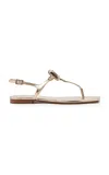 Roger Vivier Viv By The Sea Metallic Leather Sandals In White