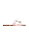 Roger Vivier 5mm New Metal Buckle Leather Slide Flats In Pink