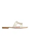 Roger Vivier 5mm New Metal Buckle Leather Slides In White