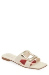 Roger Vivier 5mm New Metal Buckle Leather Slides In Cire