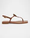 Roger Vivier Sea Leather Thong Sandals With Buckle Detail In Cognac Scuro