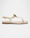 Roger Vivier Viv By The Sea Metallic T-strap Sandal In Neutral