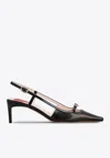 Roger Vivier 55mm Mini Buckle Leather Slingbacks In Black