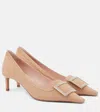 Roger Vivier Viv' Canard 55 Suede Pumps In M021(collant Scuro)+c209