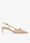 Roger Vivier Women Viv Canard Mini Buckle Sling Back Dec 55 In Beige
