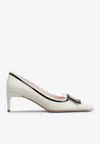 Roger Vivier Women's Viv Canard Leather Pumps In White