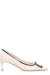 Roger Vivier Women's Viv Canard Leather Pumps In White