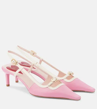 Roger Vivier Viv' Canard Leather Slingback Pumps In Pink