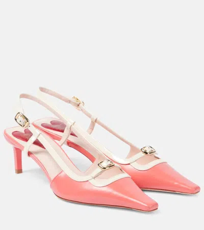 Roger Vivier Viv' Canard 55 Leather Slingback Pumps In Porcelaine Rose  + Cire