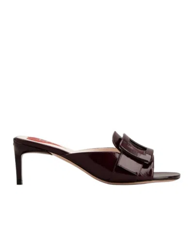 Roger Vivier Viv' Canard Mules In Patent Leather In Burgundy