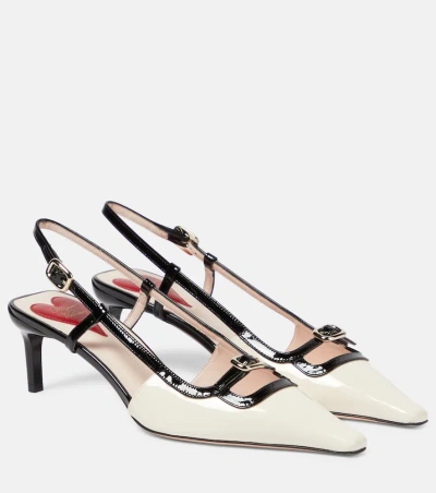 Roger Vivier Patent Leather Slingback Flats In Neutrals