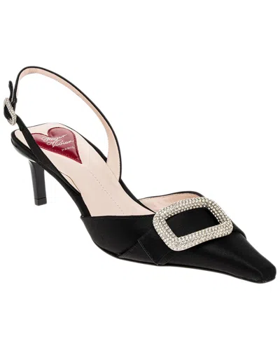 ROGER VIVIER ROGER VIVIER VIV CANARD SILK & LEATHER SLINGBACK PUMP