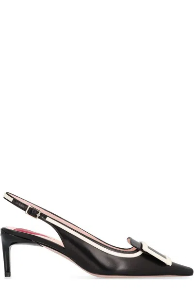 Roger Vivier New Canard Buckle Sling Back 55 In Black