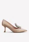 Roger Vivier Viv' Choc 60 Strass Buckle Pumps In Satin In Pink
