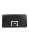 Roger Vivier Embossed-logo Leather Shoulder Bag In Black