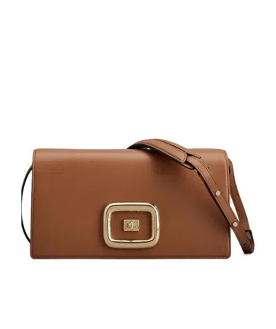 Roger Vivier Viv' Choc Bag In Leather In Brown