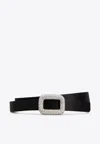 Roger Vivier Crystal Buckle Detail Belt In Black