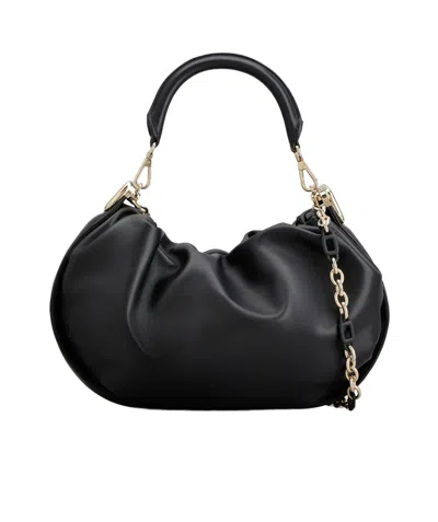 Roger Vivier Hobo Viv' Choc Royal Medium Bag In Leather In Black