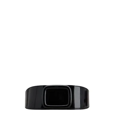 Roger Vivier Viv' Choc Lacquered Buckle Belt In Patent Leather