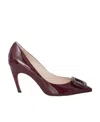 Roger Vivier Coch Buckle Patent Leather Pumps In Red