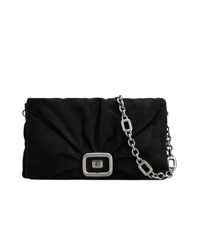 Roger Vivier Viv' Choc Large Bag In Suede In Black