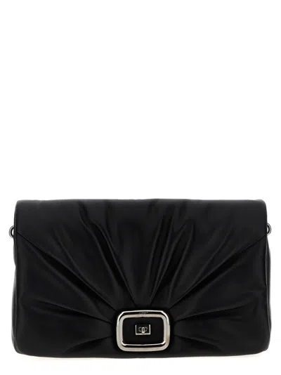 Roger Vivier 'viv' Choc Large' Shoulder Bag In Black