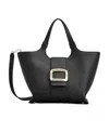 Roger Vivier Dual Handle Front Buckle Tote Bag In Black
