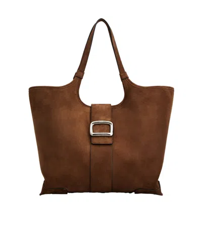 Roger Vivier Viv' Choc Medium Shopping Bag In Suede
