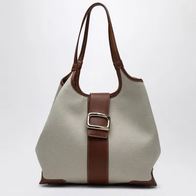 Roger Vivier Viv Choc Medium Shopping Bag Natural Coloured In Beige