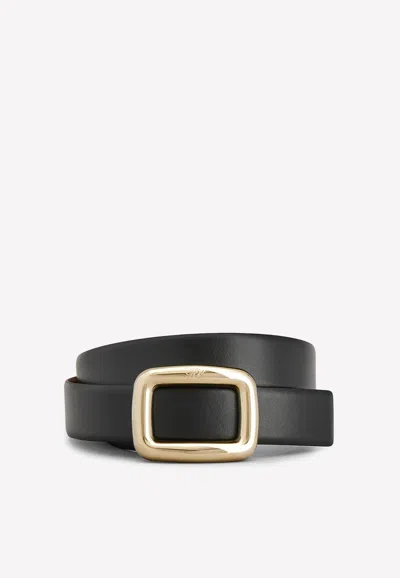 Roger Vivier Viv' Choc Metal Buckle Belt In Leather In Black
