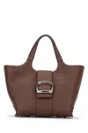 Roger Vivier Structured Shoulder Bag With Top Handle And Buckle Detail In Brown