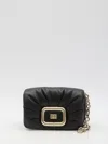Roger Vivier Viv Choc Flap Leather Shoulder Bag In Black