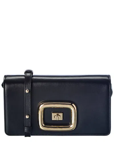 Roger Vivier Viv' Choc Mini Leather Clutch In Black