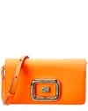 Roger Vivier Viv' Choc Mini Leather Clutch In Orange