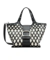 Roger Vivier Viv' Choc Mini Shopping Bag In Leather And Fabric In Black