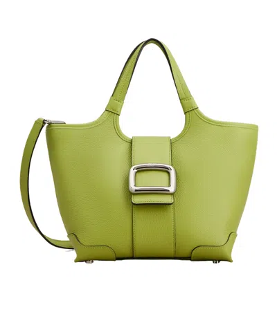 Roger Vivier Viv' Choc Mini Shopping Bag In Leather In Green
