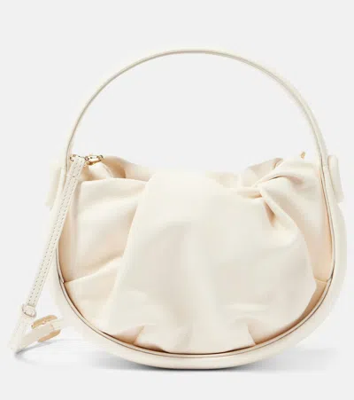 Roger Vivier Viv' Choc Royale Mini Leather Shoulder Bag In White