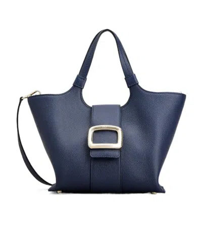 Roger Vivier Viv' Choc Shoulder Bag In Blue