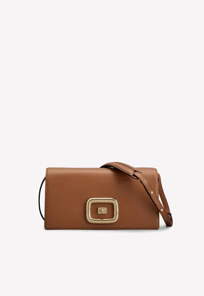 Roger Vivier Viv' Choc Shoulder Bag In Leather In Brown