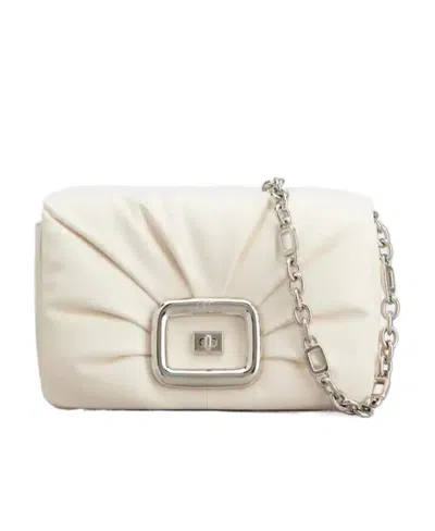Roger Vivier Viv' Choc Bag In Leather In Nude