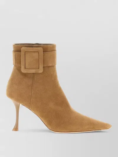 Roger Vivier Viv City Ankle Boots Buckle Strap In Brown